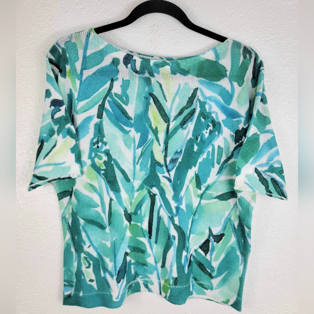 Luisa Ricci Tropical Palm Summer Top Made in Italy Small Polyester/Viscose blend